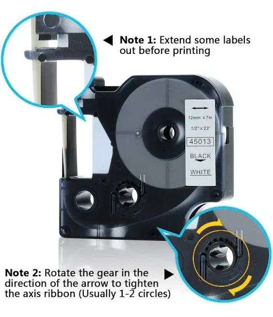 7-Pack Replace DYMO D1 Label Tape 45010 45013 45016 45017 45018 45019 45021 D1 Refills Compatible DYMO LabelManager 160 280 420P PnP 220P 360D 450 210D, 1/2” W x 23’ L, 12mm x 7m