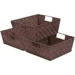 Sorbus Woven Basket Bin Set, Storage Bins Closet Organizer, Set of 3, Closet Organizers and Storage Solution, Chocolate Baskets Organizing Household