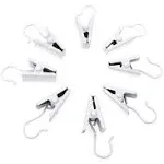 Coideal White Curtain Clips Hooks - 100 Pack Small Stainless Steel Metal String Party Awning Lights Hanger Hooks for Home Decoration, Photos, Art Craft Display and Indoor Outdoor Activities Supplies