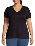 Just My Size Women's Cool Dri Short-Sleeve V-Neck Tee - OJ253, Black