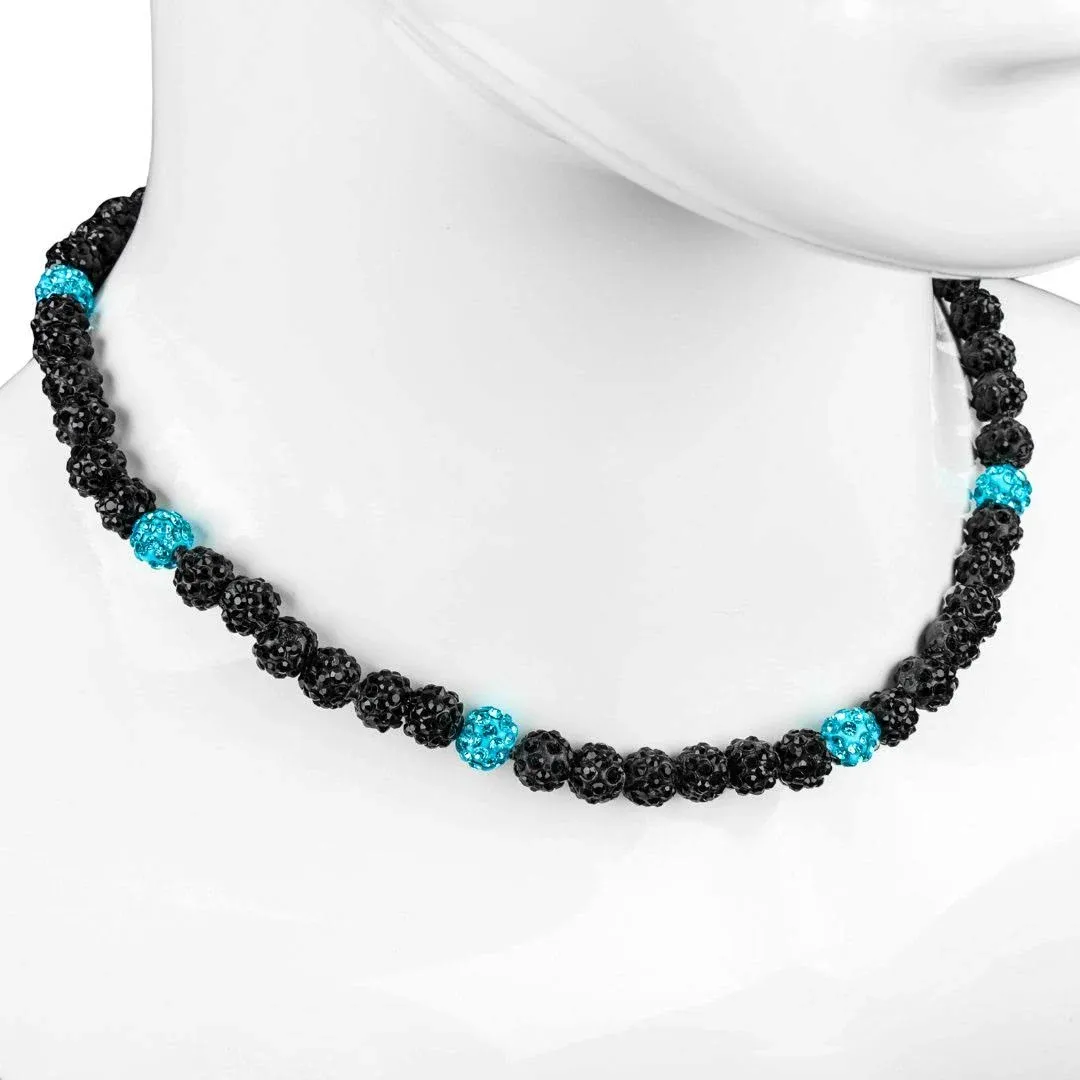 Ice Collection Necklace - Athletic-Inspired Jewelry for Competitive Ball Players and Athletes, Stylish Sports Accessory (16 Inch, Dark Sky | Black/Blue)