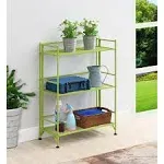 Convenience Concepts Xtra Storage Shelves-3-Tier Wide Folding Metal, Modern Shelves Display in Living Room, Bathroom, Office, Kitchen, Garage, Lime