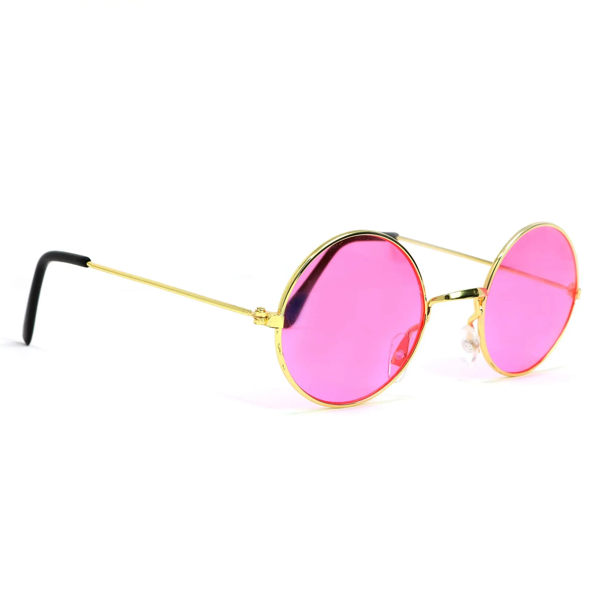 "Pink Round Hippie Glasses - Pink 60's Style Hipster Circle Sunglasses - 1 Pair"