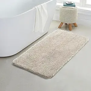 Yafa Home Fashion 1 Piece Solid Microfiber Soft Bathroom Rug , Non-Slip TPR Backing