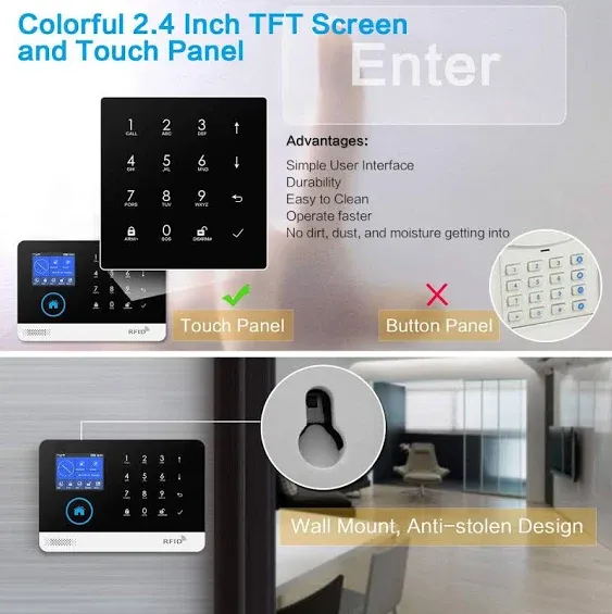 Wireless Smart Home Office Security Alarm Burglar System RFID WiFi GSM GPRS