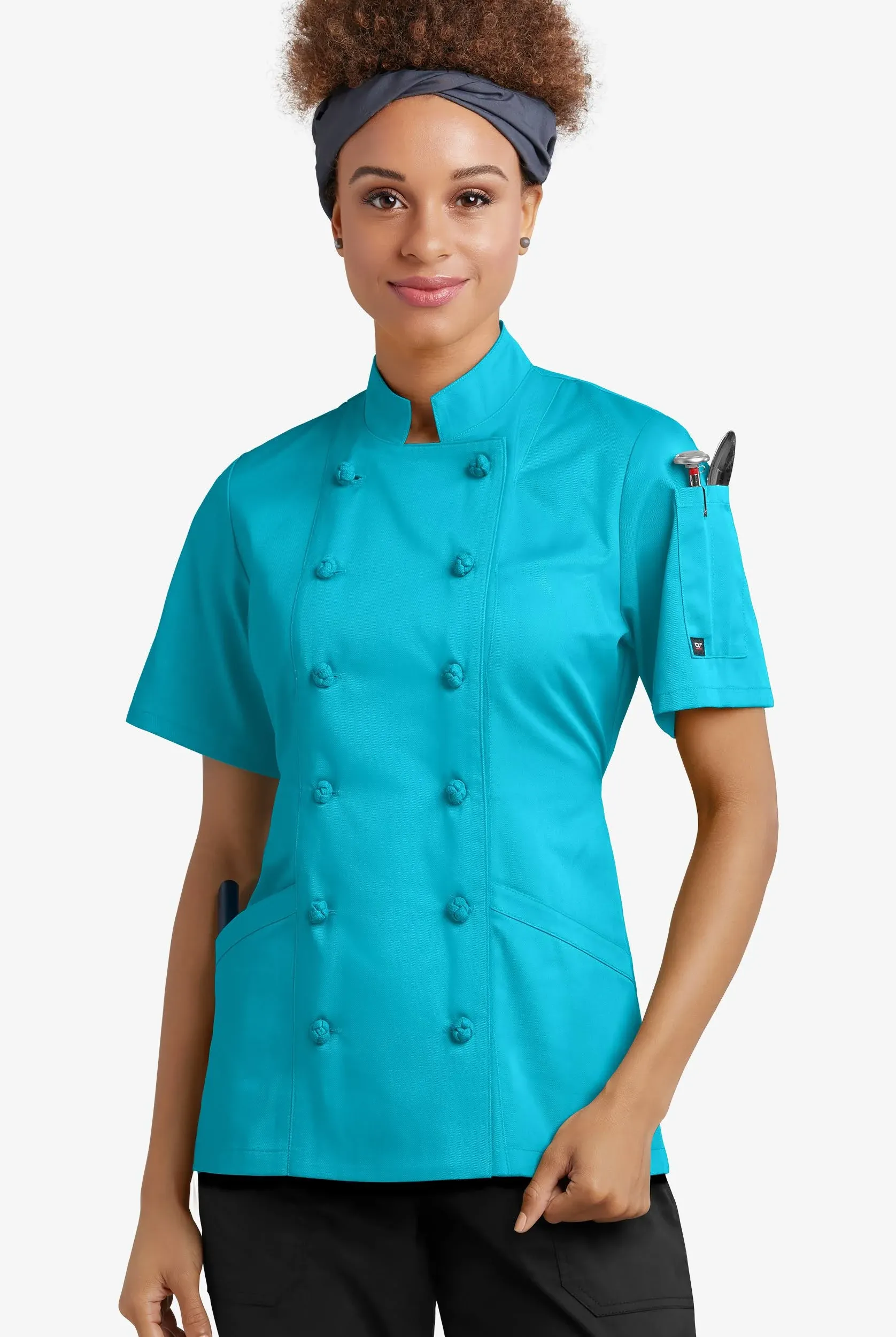 Women's Short Sleeve Knotted Button Chef Coat | ChefUniforms