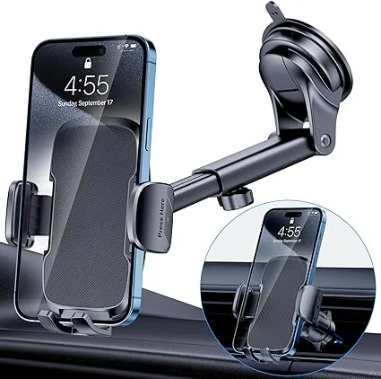 Car Phone Holder Mount, [Enhanced Adhesion Base] 3 in 1 Universal Car Phone Mount for Car Vent Windshield Cell Phone Car Mount Hands-Free Dashboard