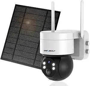 GENBOLT Solar Security Camera Wireless Outdoor, Battery Operated PTZ WiFi Cam...