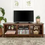 Walker Edison W70CSPTB 70 in. Wood Media TV Stand Storage Console - Traditional Brown