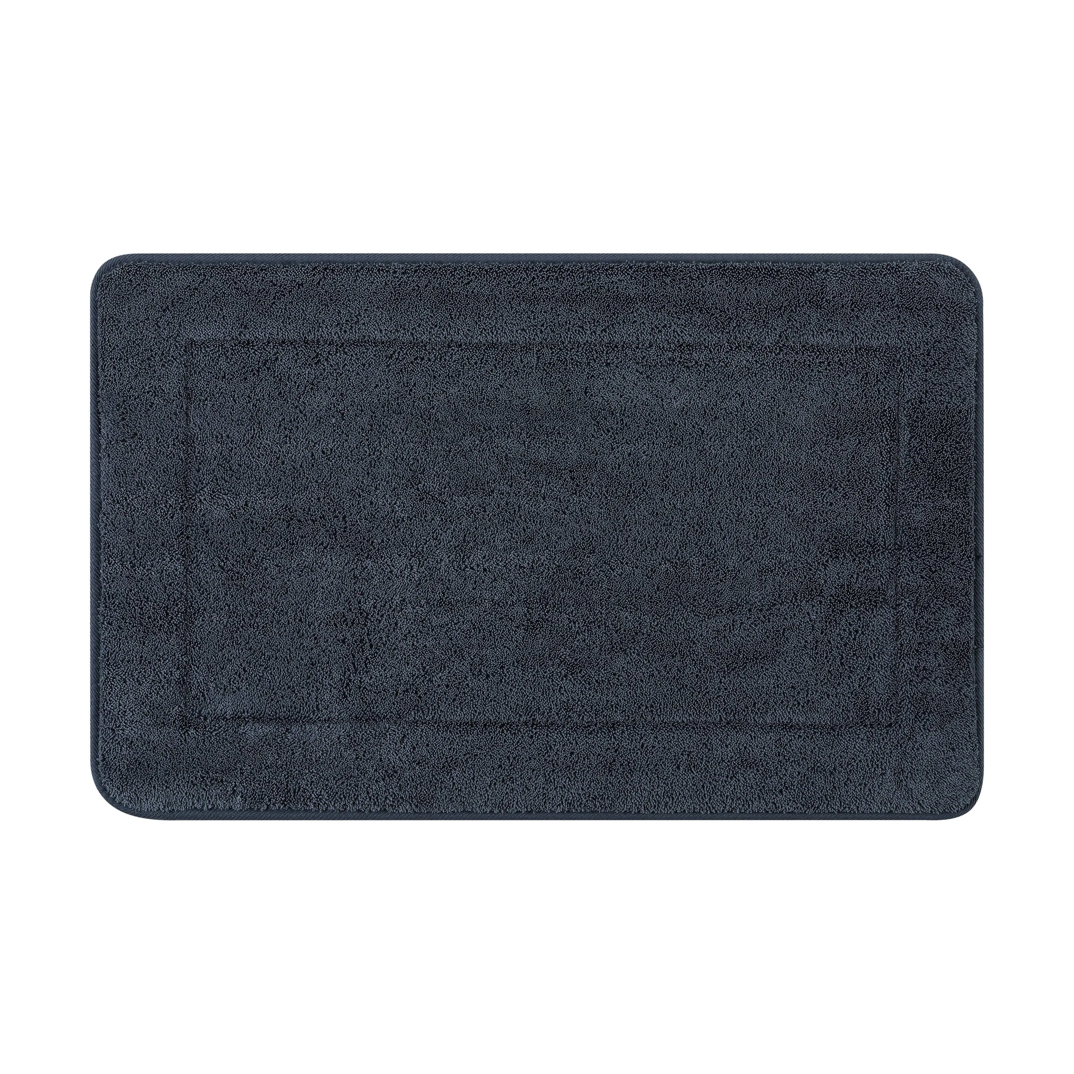 Oliver Brown Terry Navy 20 in. x 32 in Microfiber Memory Foam 2-Piece Set Bath Mat Set