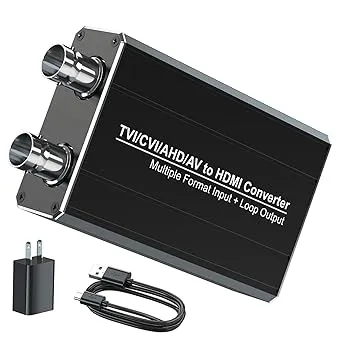 Cvbs/cvi/tvi/ahd to HDMI Converter with Loop Out, 720P/1080P/3MP/4MP/5MP/8MP CVI/TVI/AHD Signal to Display on HDMI Displays