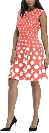 Petite Polka-Dot Fit & Flare Dress