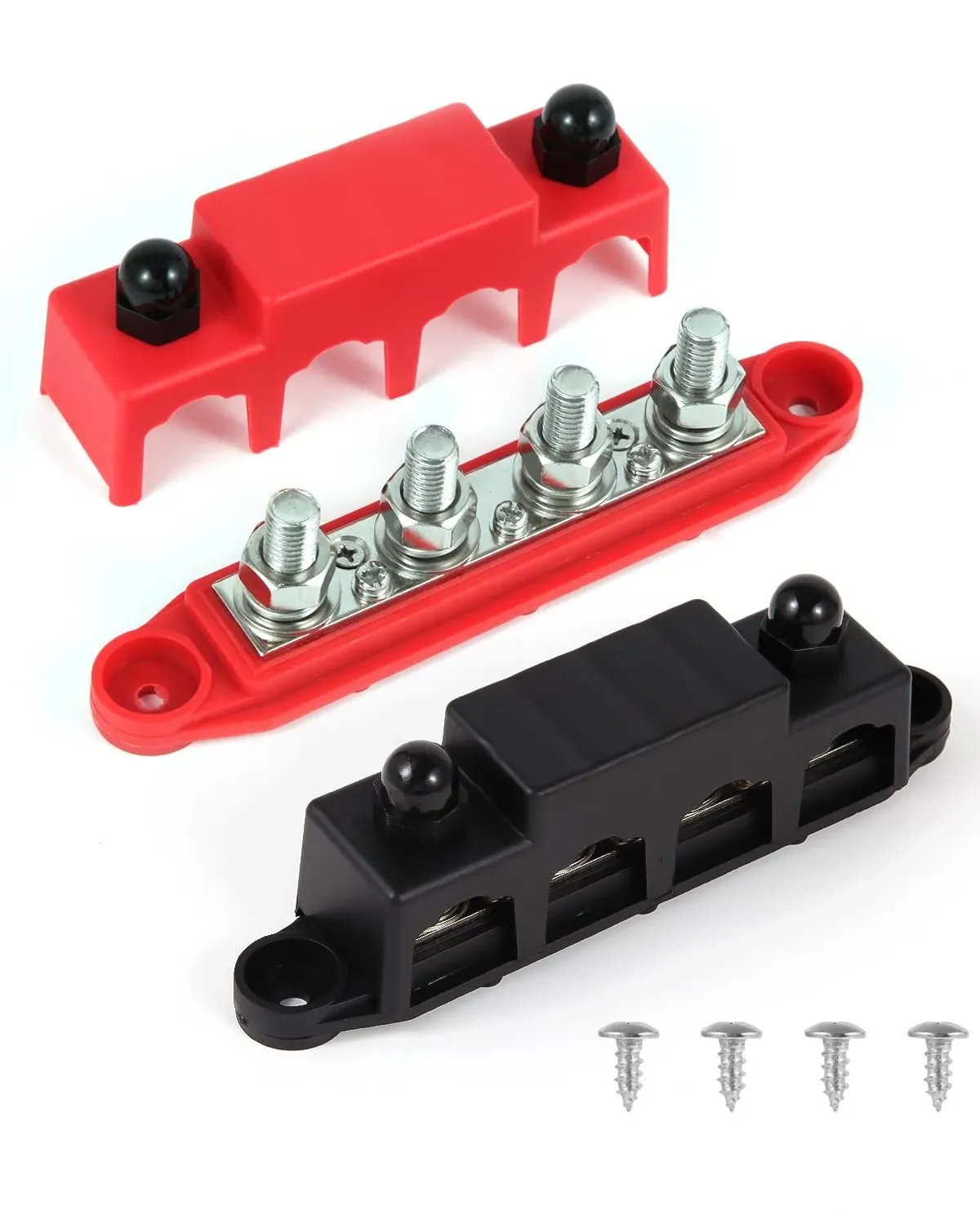 12v Bus Bar Power Distribution Block 3/8&#034; 4 Post Max 48V 250A Heavy Duty Batt...