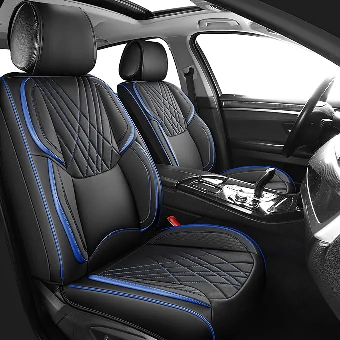 Car Seat Covers, Full Coverage Leather Vehicle Cushion Covers for Most Car Se...