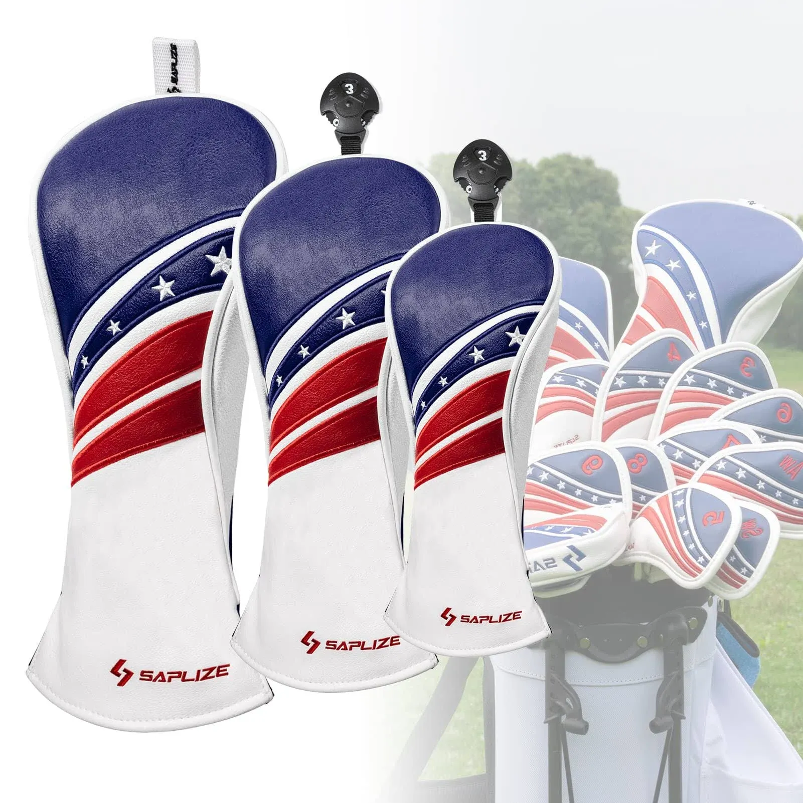 SAPLIZE Golf Club Head Covers, Embroidered Leather Design, for Iron(11 pcs) /...