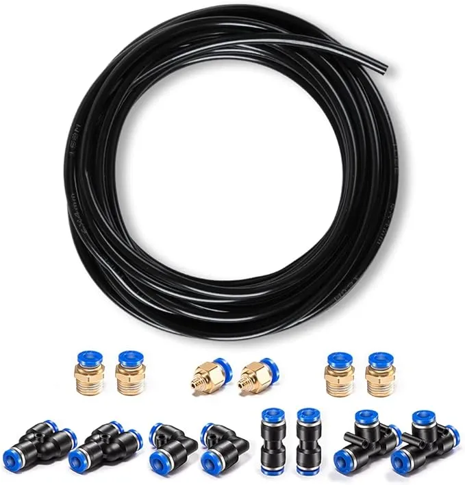 CGELE Air Line Tubing Kit High Flexibility 5/32 OD 39.4ft with Matching Fittings