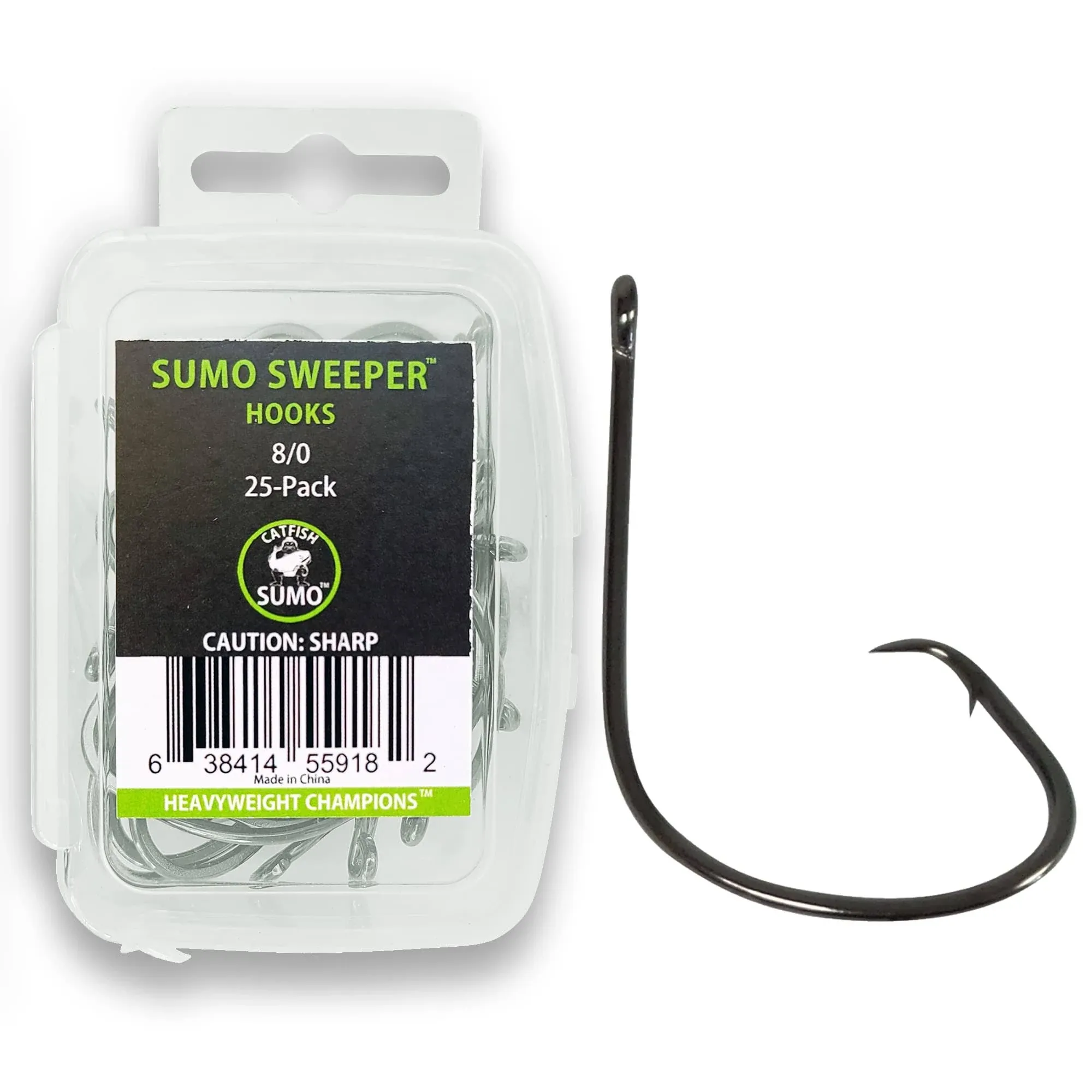 Catfishing Sweeper Hooks - 8/0, 25-Pack, Offset, Black Nickle Finish for Rust-Free, Hook Up with More Fish