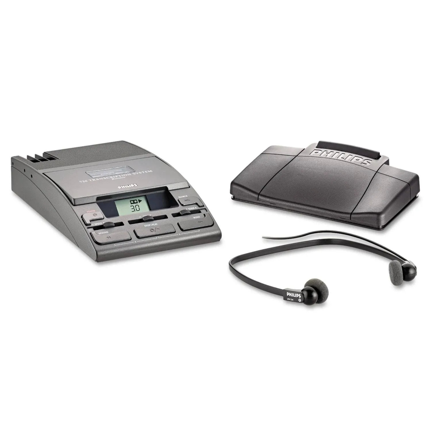 Philips 720-T Desktop Analog Mini Cassette Transcriber Dictation System