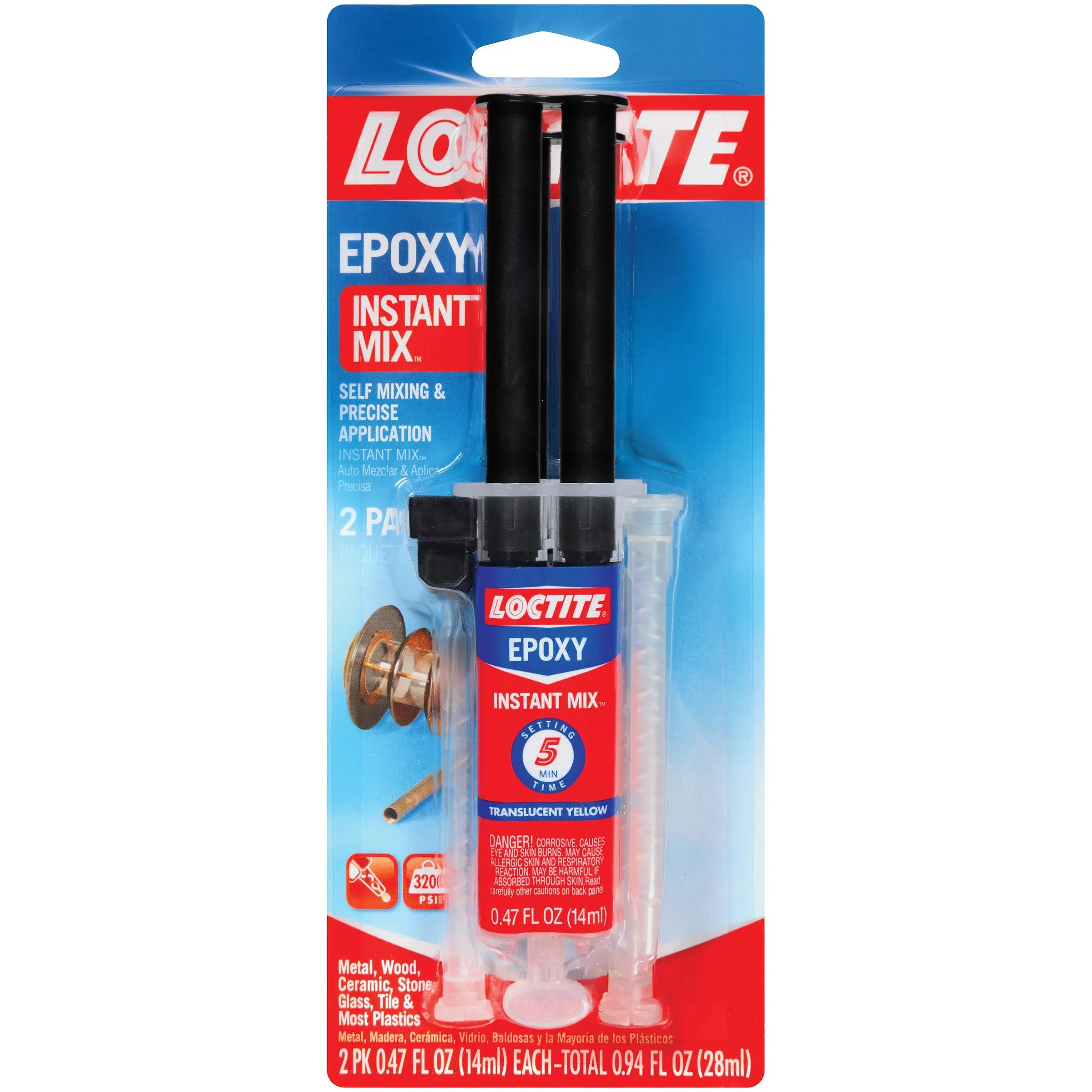 Loctite Epoxy Five Minute Instant Mix, 0.47-Fluid Ounce Syringes, 6 Two-packs (1715208-6)