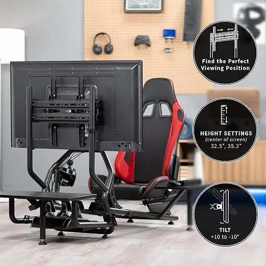 vivo Premium Racing Simulator Cockpit with TV Mount and Shelf Kit, Wheel Stand