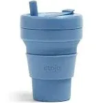 Stojo Collapsible Travel Cup - Reusable To-Go Pocket Size Silicone Bottle for Hot and Cold Drinks - Perfect for Camping - Microwave & Dishwasher Safe (Steel, 16 Ounce (Pack of 1))