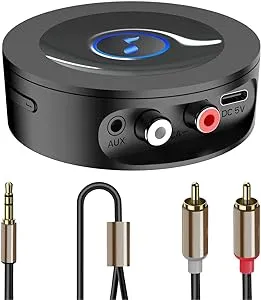 Bluetooth 5.2 Receiver for Home Stereo - AUX Adapter for HiFi, Wired Speakers,with Jack 3.5mm/RCA, Long Range, Low Latency and HD Audio