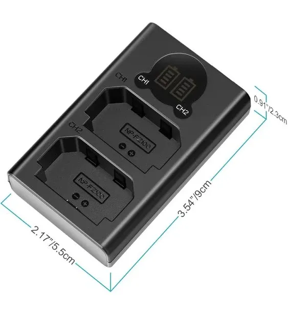 Tectra LED USB Dual Battery Charger with Type C Port for Fujifilm NP-W235 Npw235 ...