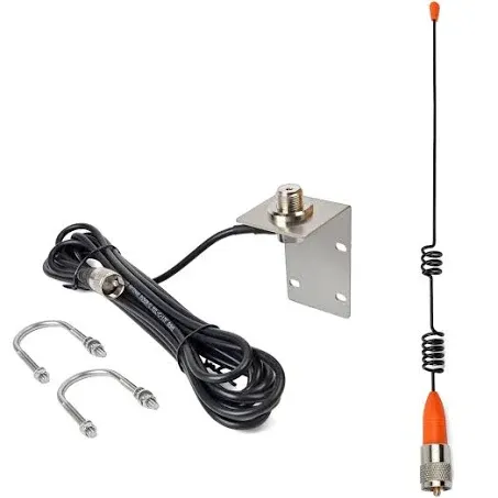 UAYESOK 13.4 Inch Marine VHF Antenna, 159V02 Low Profile Stainless Steel Boat Antenna W/16.4ft RG-58 Coaxial Cable, L-Mount Bracket