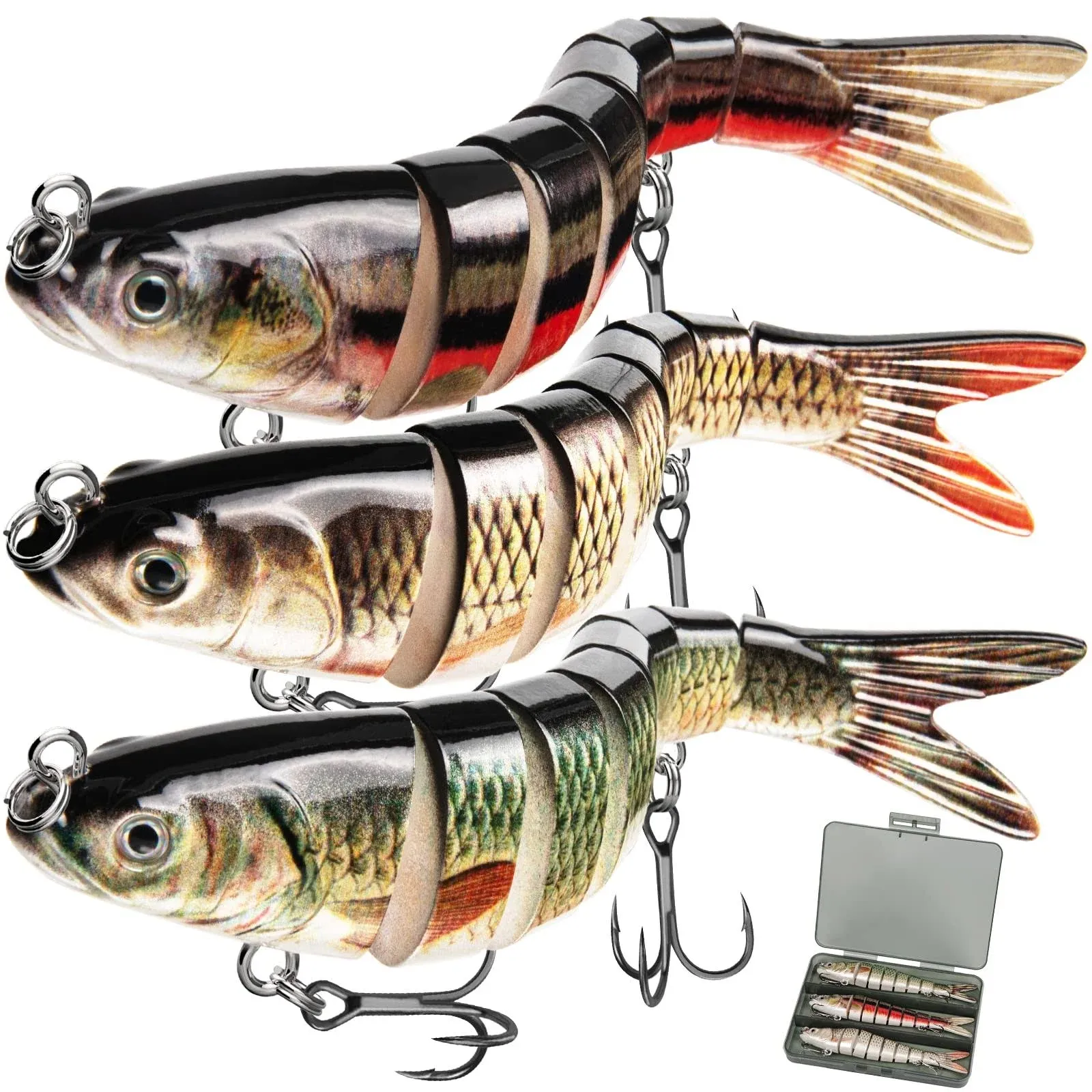 GOANDO Fishing Lures Topwater for Bass Trout Lifelike Multi Jointed Swimbaits ...