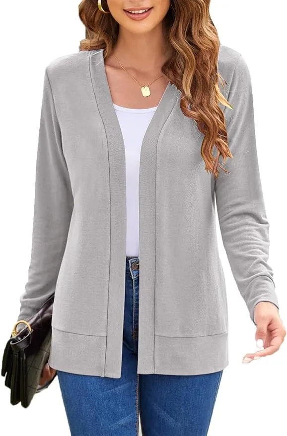 Womens Casual Lightweight Long Sleeve Cardigan Flowy Soft Open Front Knit Cardig