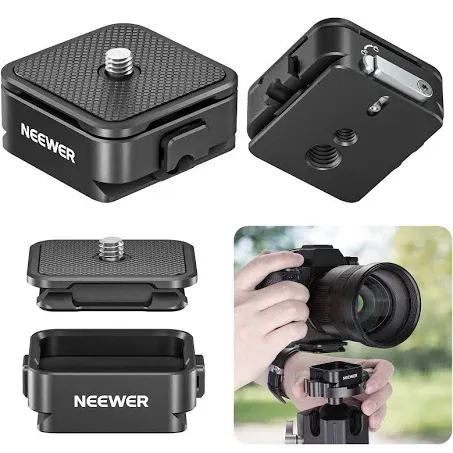 NEEWER Arca Quick Release Plate Set, Four Sided Slot, Compatible with Arca Swiss Camera Mount Adapter with 1/4" 3/8" Thread for Gimbal Stabilizer etc Max Load 8kg, CA009