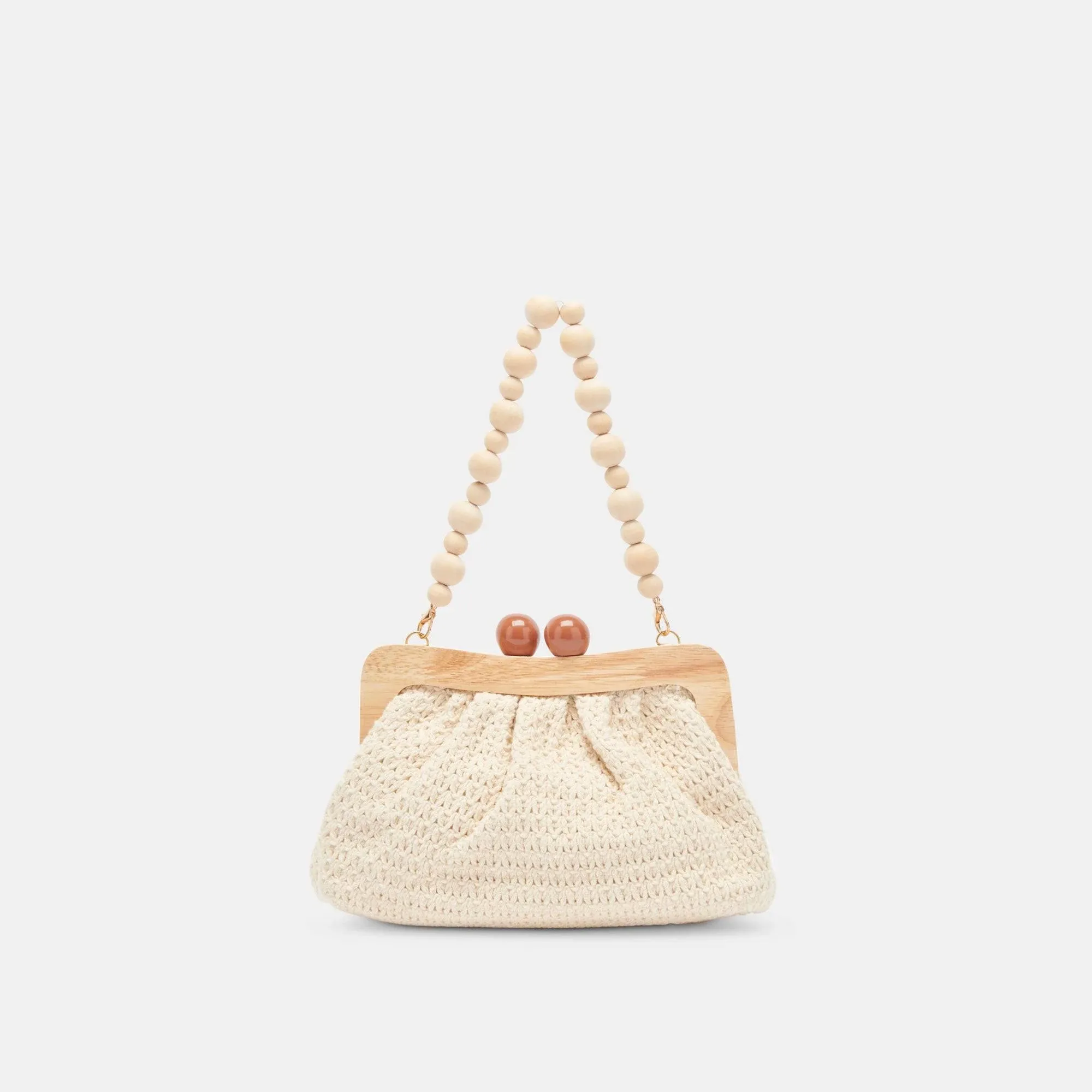 Dolce Vita | Dolce Vita Randy Wood Frame Knit Clutch, Sand | Realry