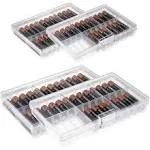 GlossyEnd Set of 4 - Two AA and Two AAA Battery Storage Box, Battery Storage Case, Battery Holder, Clear. Each Case Stores 48 Batteries