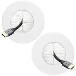 VCELINK Lot de 2 cache-câbles TV pour téléviseur mural, passe-fil mural avec brosse pour passage de câbles basse tension, comprend une scie cloche et des supports de montage pour une installation facile, blanc, lot de 2