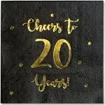 Cheers to 20 Years Cocktail Napkins | Happy 20th Birthday Decorations for Men...