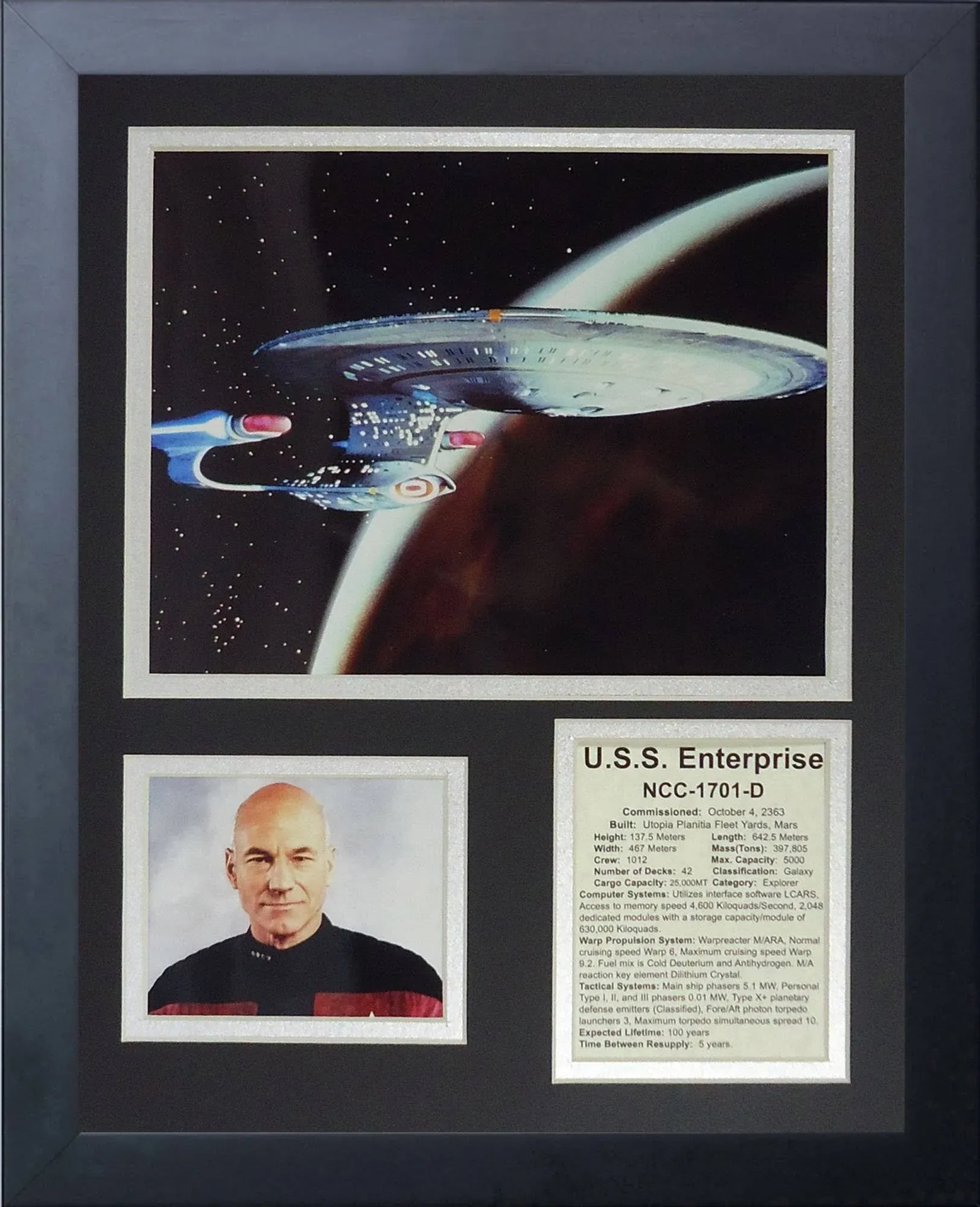 Legends Never Die Star Trek Next Generation Ship Framed Photo Collage 11 x 14-inch