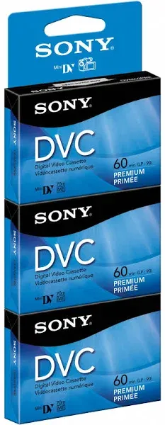 SONY 3 Pack DVC 60 Minute Premium Digital Video Cassettes DVM60PRR/3 NEW