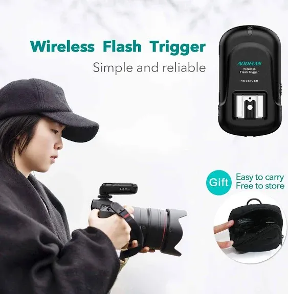 AODELAN Wireless Flash Trigger Transmitter and Receiver Set, Wireless Remote ...