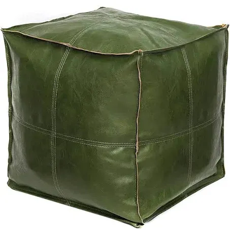 Louis Donné Unstuffed Pouf Ottoman Cover, Suqare Faux Large, St107-green 