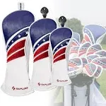 Golf Club Head Covers Fits Driver Fairway Wood and Hybrid Premium PU Leather ...