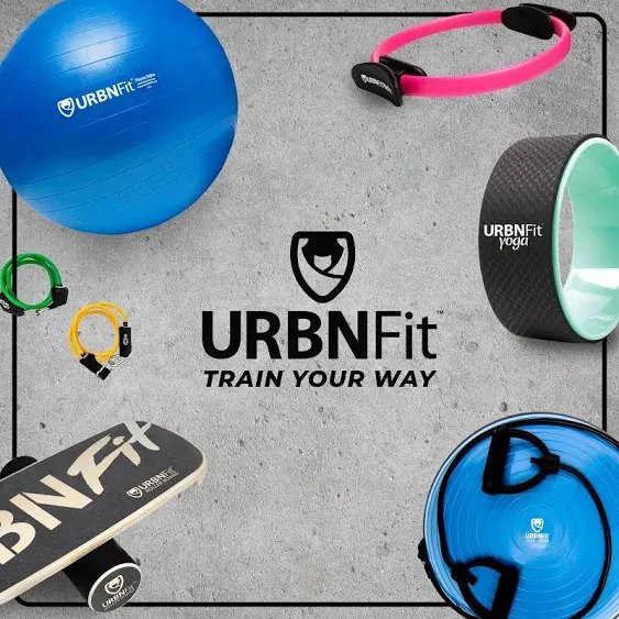 URBNFit Half Balance Ball - Yoga Ball Balance Trainer for Core Stability & Full Body Workout at Home or Gym - Resistance Bands, Pump and Exercise Guide Included - Blue