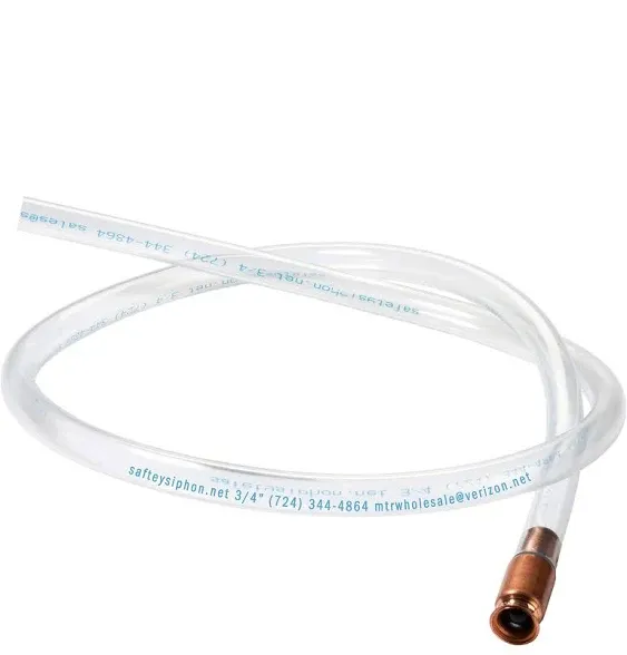 The Original Safety Siphon 6 Foot Hose For Gasoline And More - 3/4" Valve Siphon Pump - Use for Cars, Boats, Mowers - Self Priming Pump Transfers 3.5 Gallons per Minute - FDA Food Grade for Home Brews