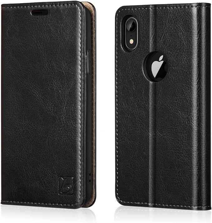 Belemay iPhone XR Wallet Case, iPhone XR Case, [Genuine Cowhide Leather Case ...