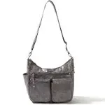 Baggallini Modern Everywhere Hobo - Silver Metallic Vegan Suede