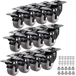 1.5&#034; Casters Set of 12 Heavy-Duty Industrial Caster Wheels with Brake PU No Nois