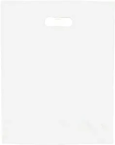 White Plastic Bag - White Plain LDPE Die Cut Handle Plastic Bag 12"x15" 1.5 mil - 500 bags/case