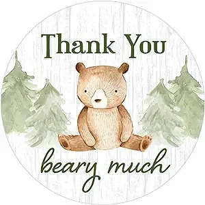 Woodland Bear: Thank You Beary Much Stickers - 40 Stickers