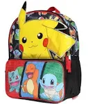 Bioworld Pokemon 3D Pikachu Bulbasaur Squirtle Charmander 14" Kids School Backpack Multicoloured