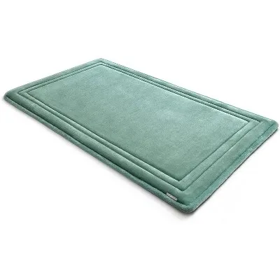 21"x34" Microdry SoftLux Framed Memory Foam Bath Mat/Runner with Skid Resistant Base Aqua Blue