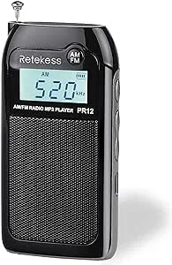 Retekess Pr12 Digital Radio, Pocket Radio Am FM, Mini Radio with TF Port, Backlit ...